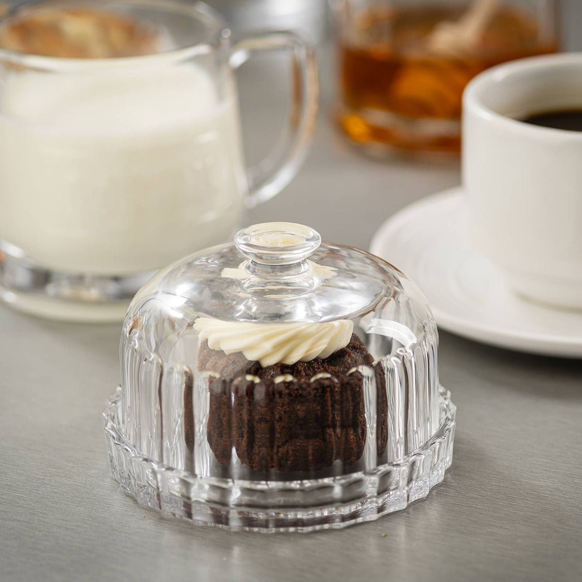 Glass Dessert Dish with Lid - Twirls + Twigs