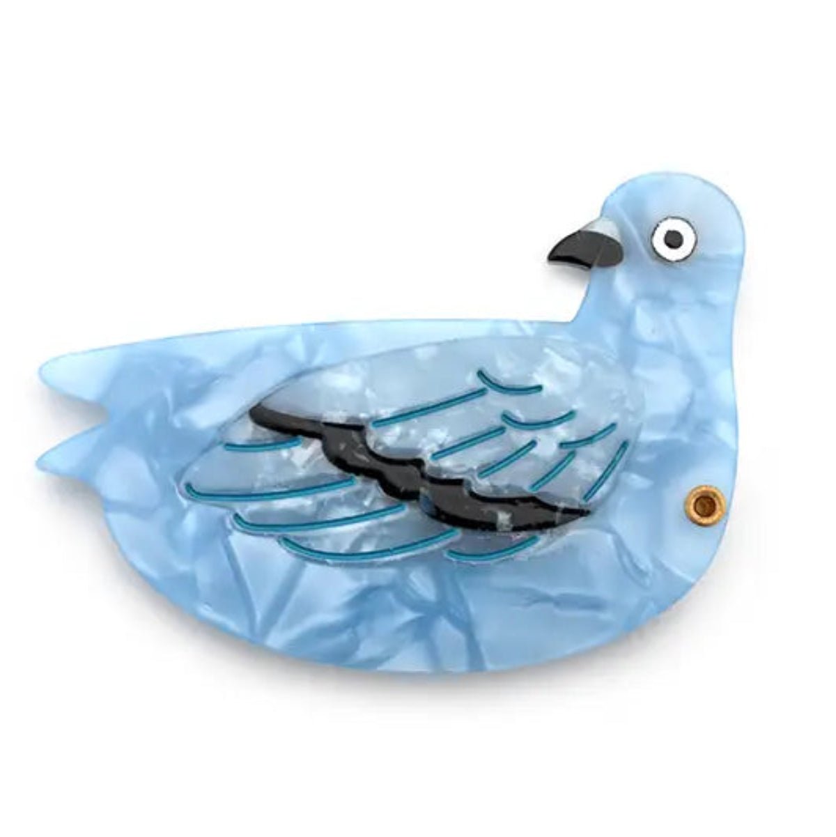 Swing-Hinge Folding Compact Mirror - Pigeon - Blue - Twirls + Twigs