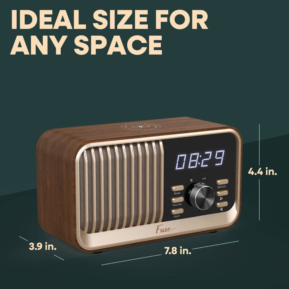 Hark Bluetooth Radio Speaker w/ Wireless 10w charger: Brown - Twirls + Twigs