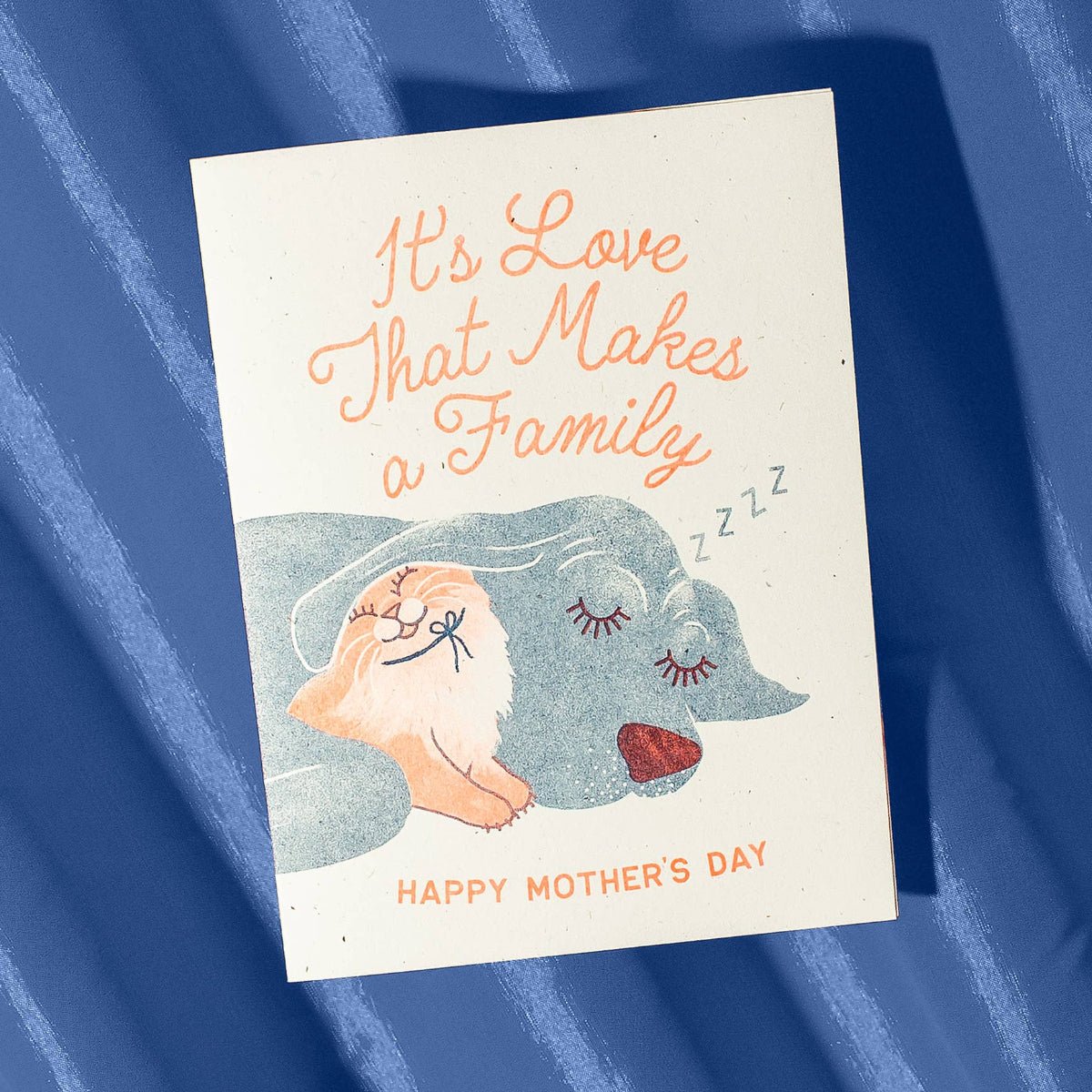 It's Love That Makes a Family - Risograph Mothers Day Card - Twirls + Twigs