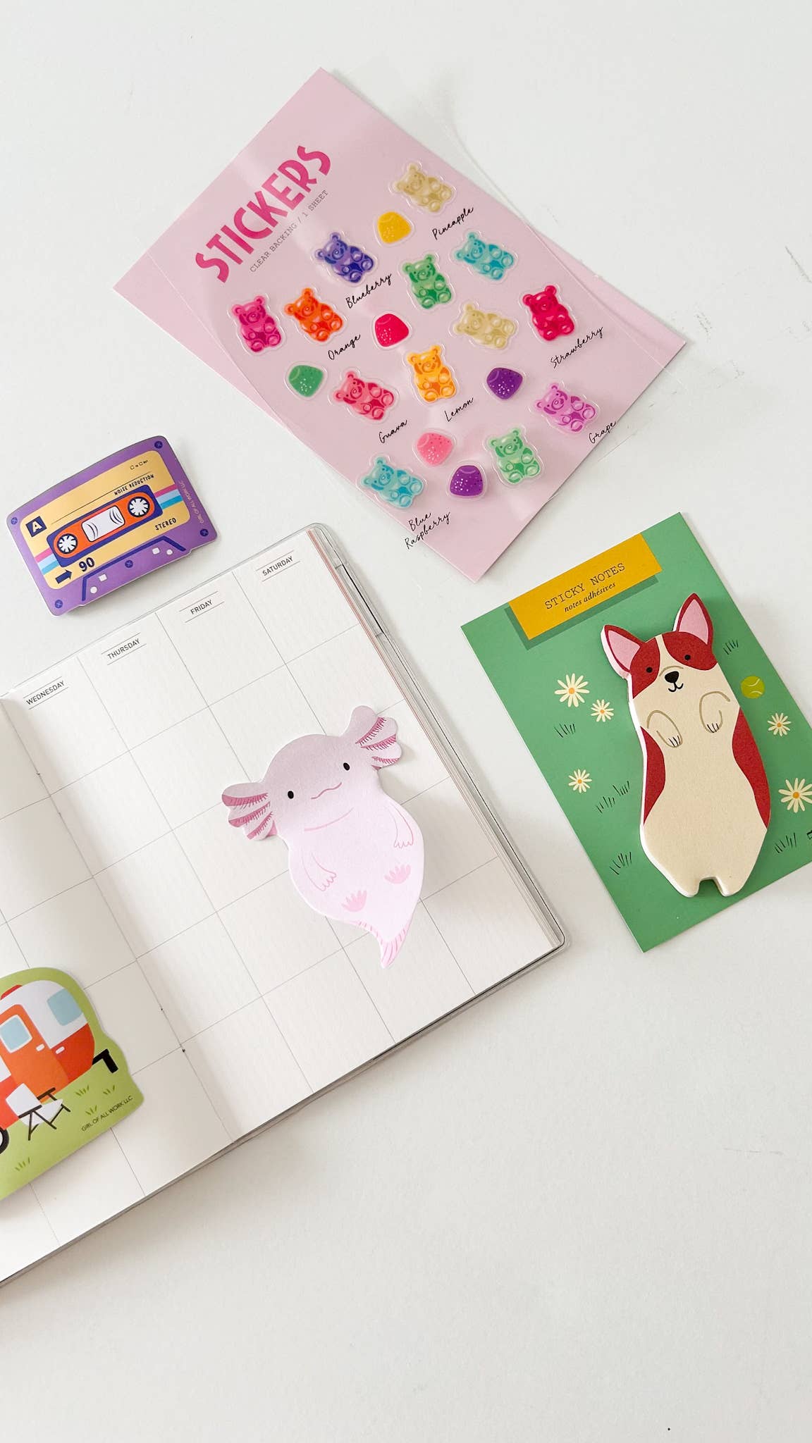 Corgi Die Cut Sticky Notes - Twirls + Twigs