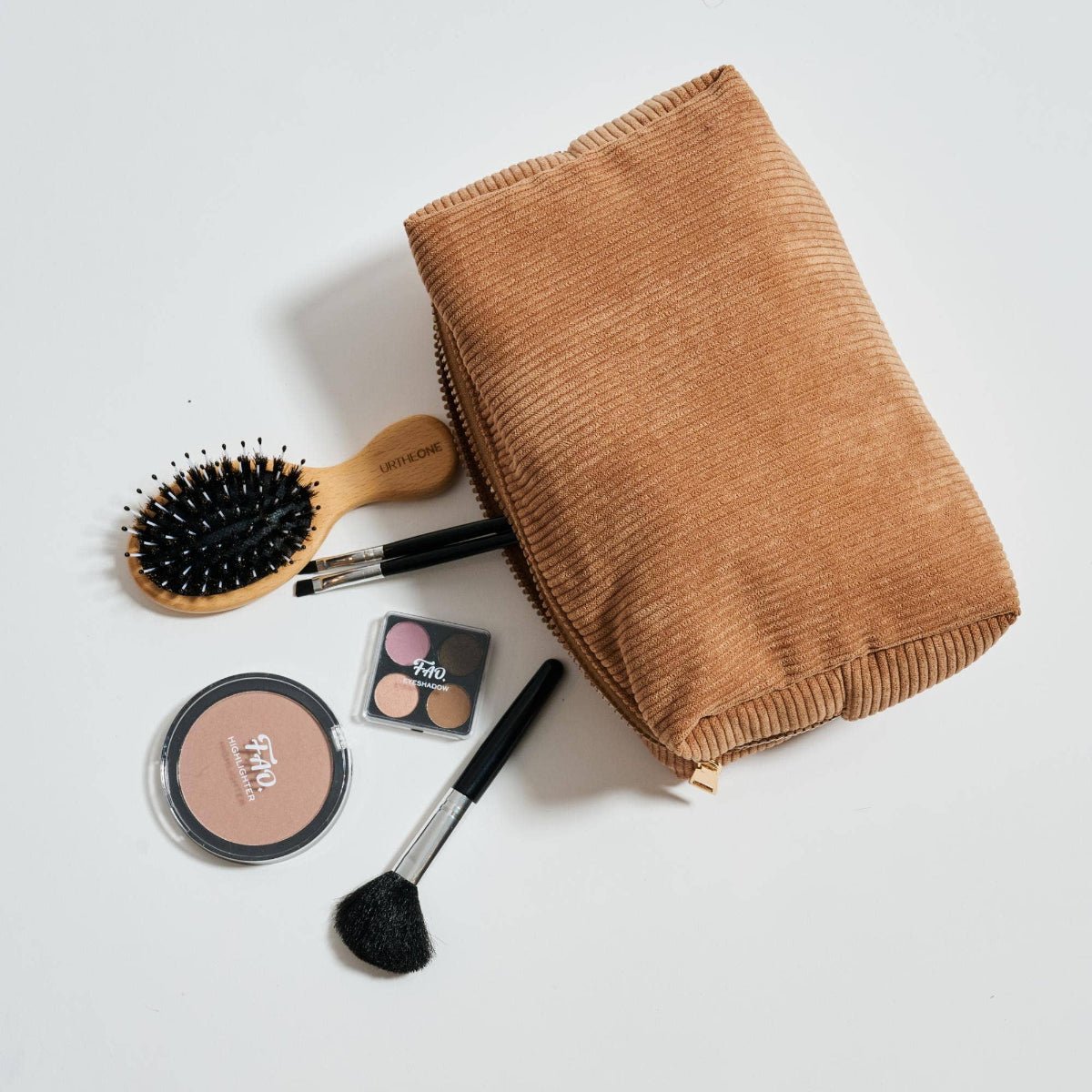 Cordially Yours - Corduroy Cosmetic & Travel Organizer Pouch: Cinnamon - Twirls + Twigs
