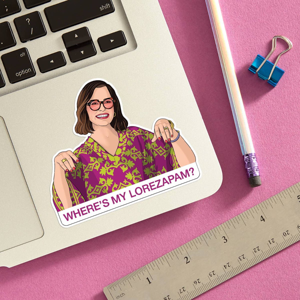 Where's My Lorezapam? White Lotus Die Cut Sticker - Twirls + Twigs