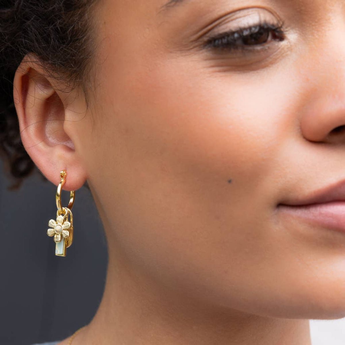 Interchangeable Charm Earring - Aqua Terra/Peace/Gold - Twirls + Twigs