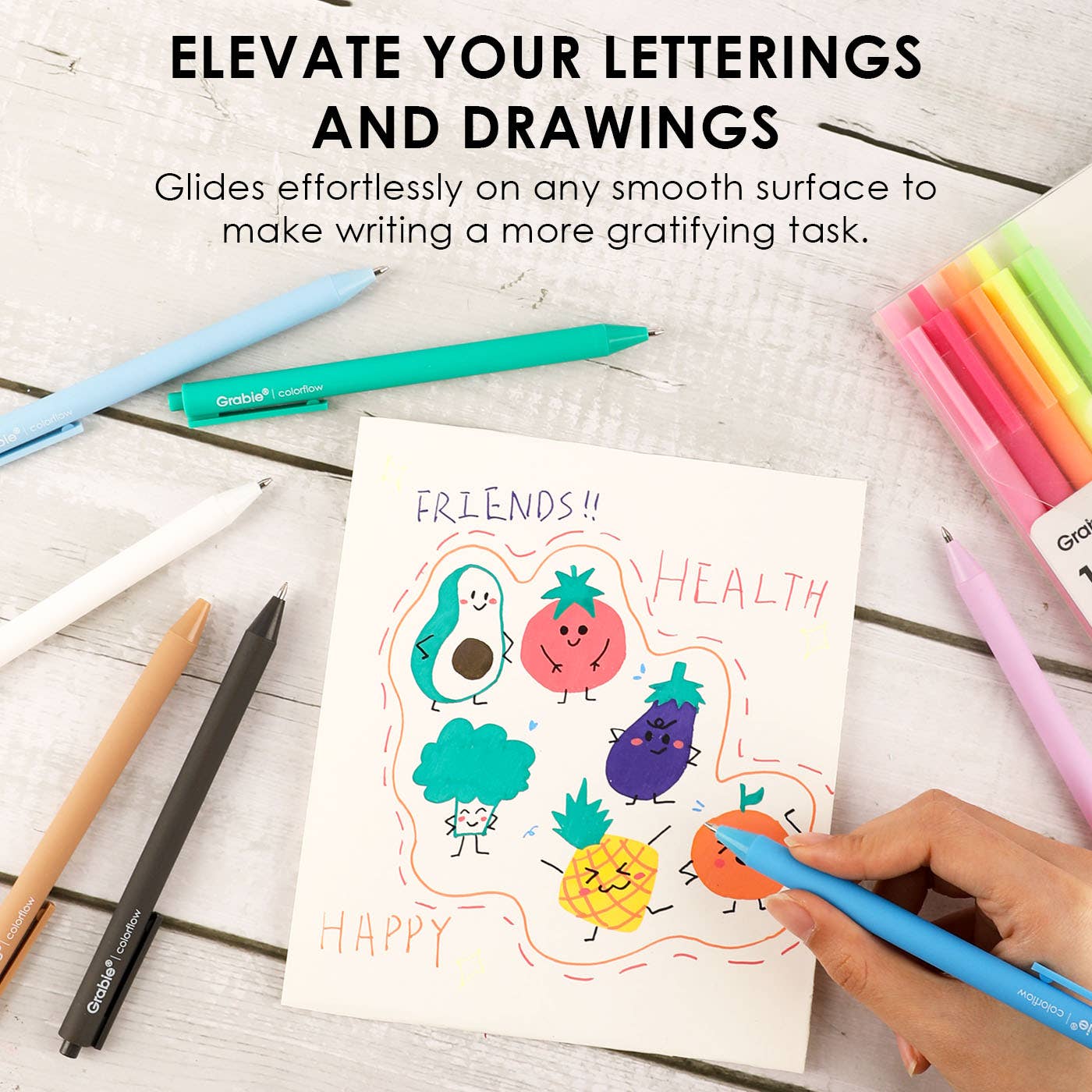 Retractable Colorflow Acrylic Gel Pen Set of 12 - Twirls + Twigs