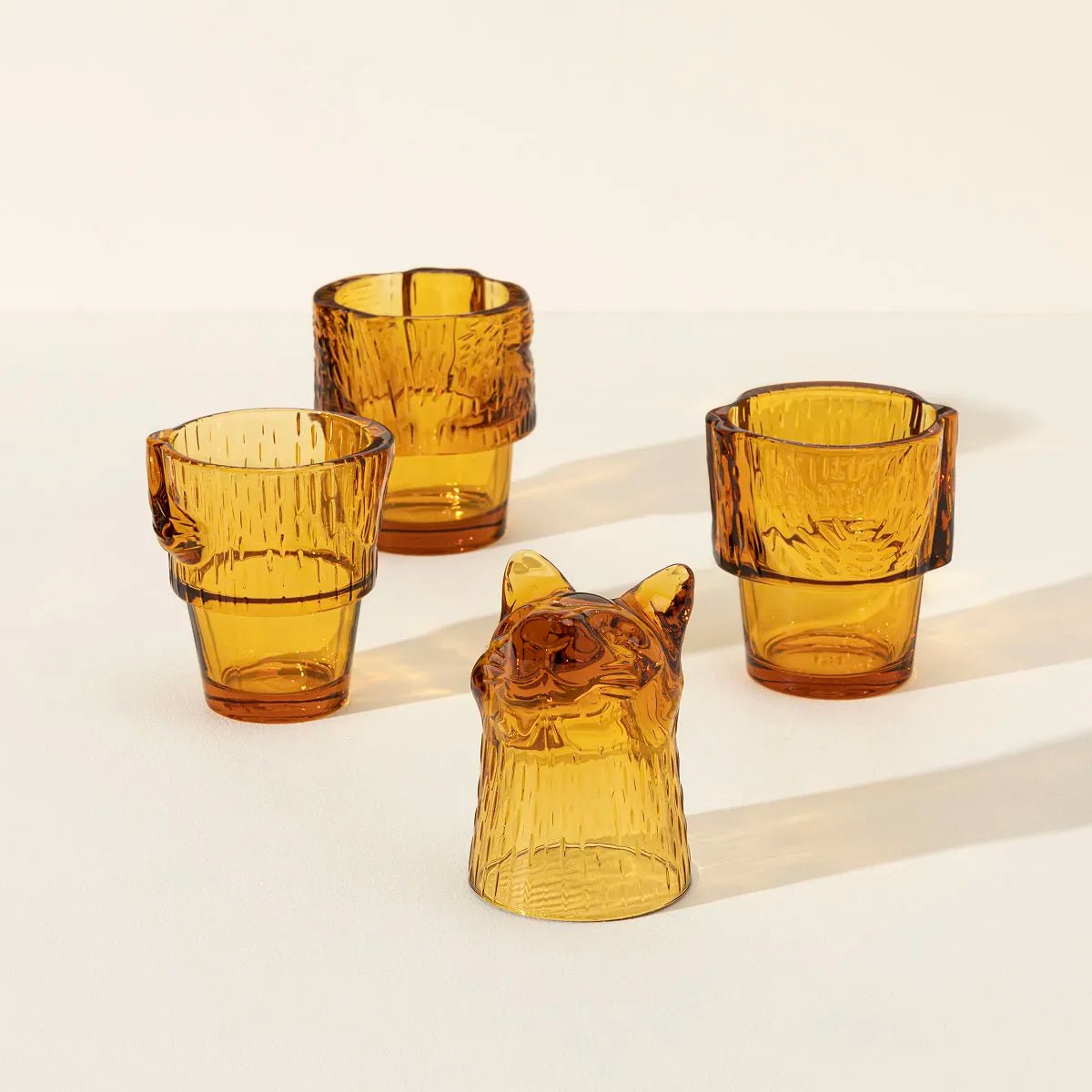 Amber Cat Stacking Glass Set - Twirls + Twigs