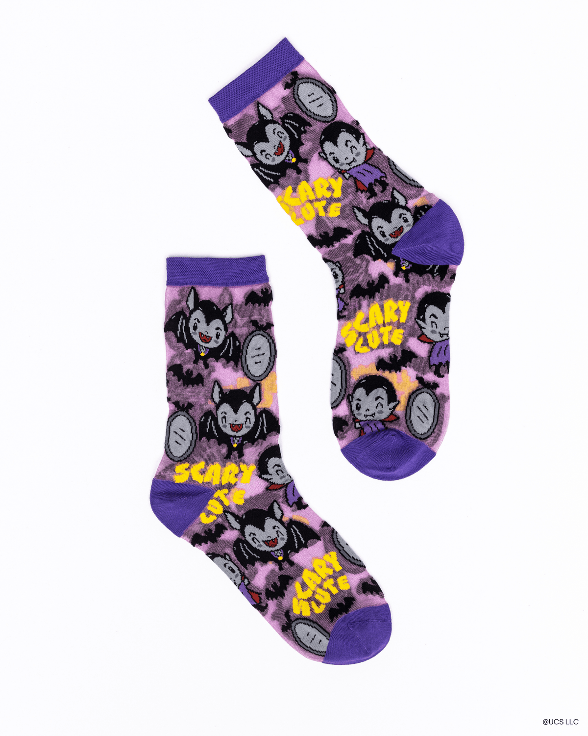 Dracula Scary Cute Shimmer Sheer Crew Sock - Twirls + Twigs