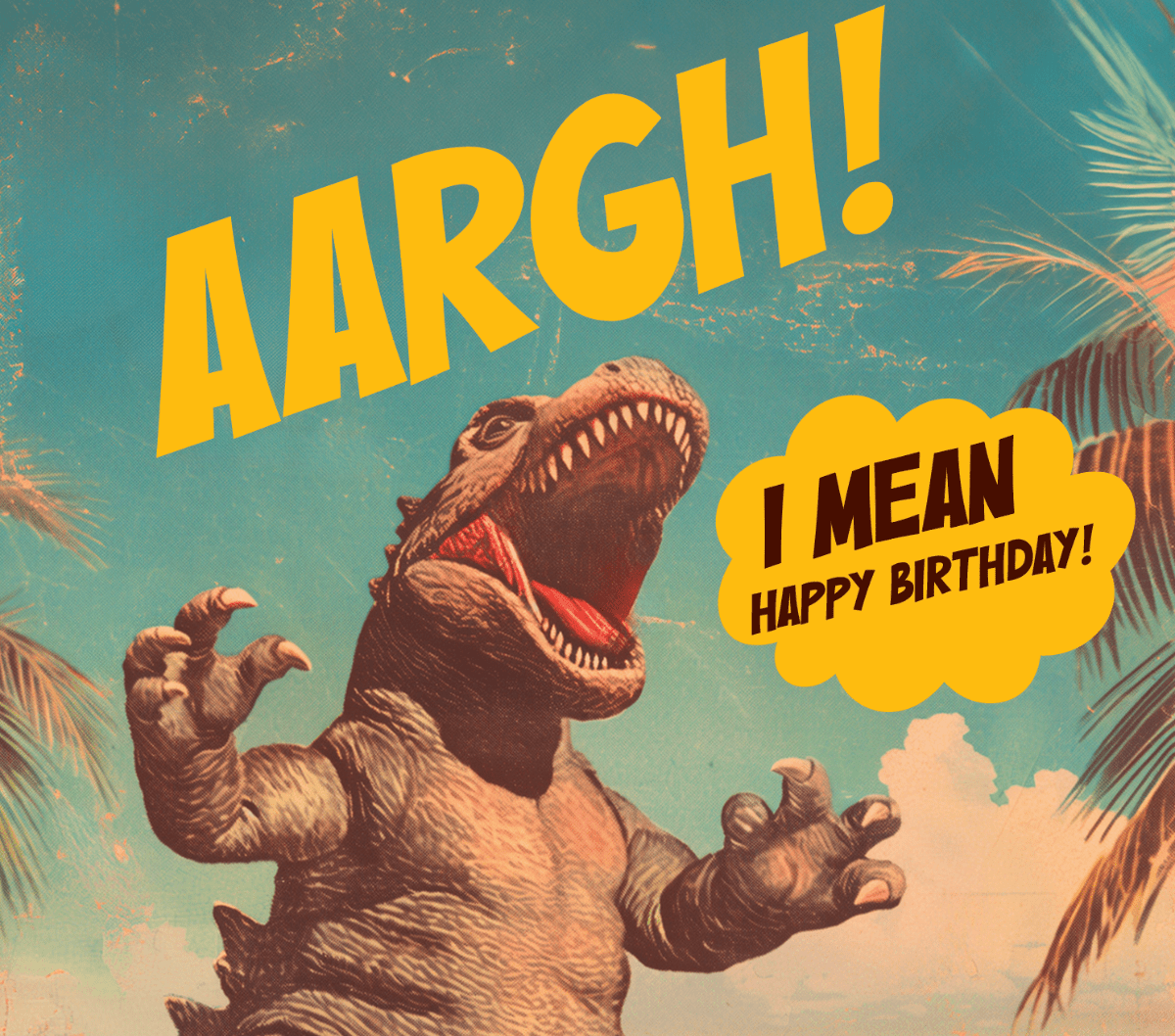 GODZILLA BEACH Birthday Card - Twirls + Twigs