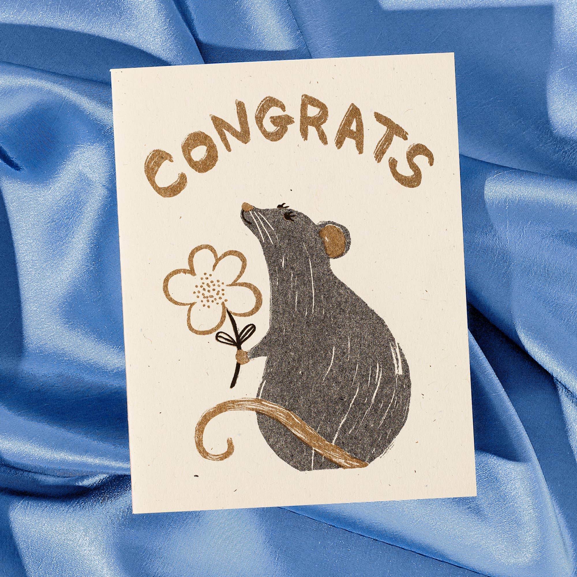 Congrats Rat - Risograph Card - Twirls + Twigs