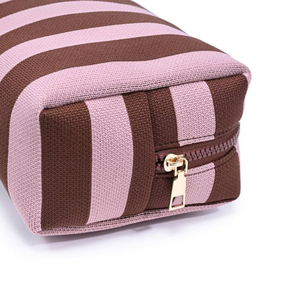 Essential Stripe Cosmetic & Travel Organizer Pouch: Red Pink - Twirls + Twigs