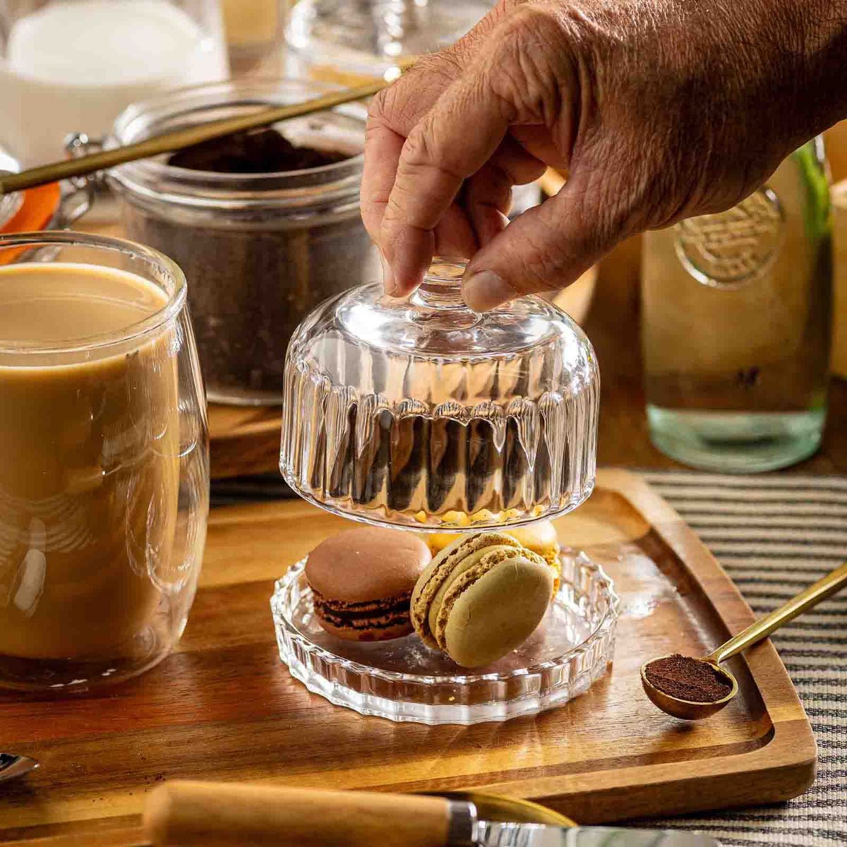 Glass Dessert Dish with Lid - Twirls + Twigs