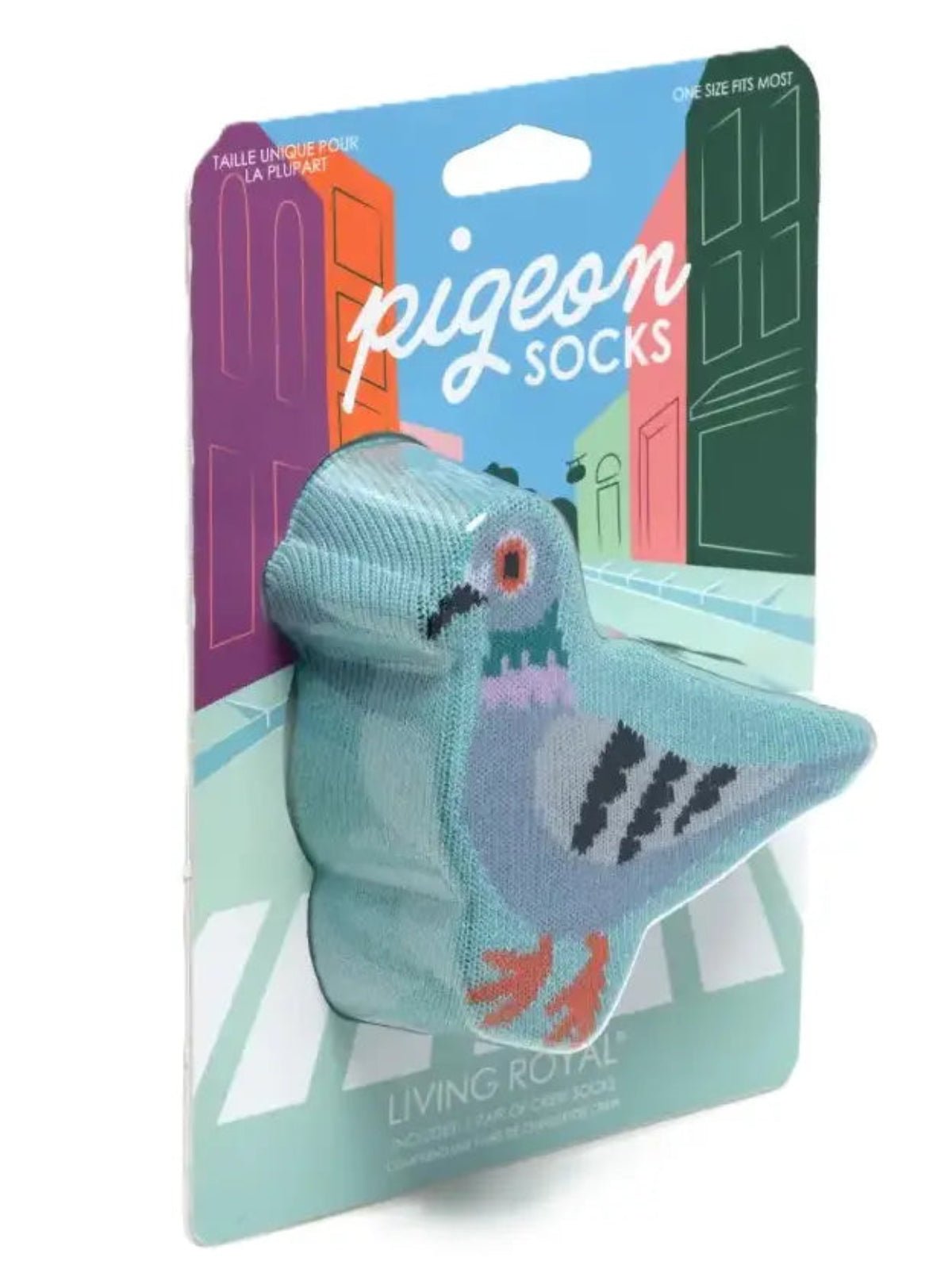 3D Packaged Crew Socks - City Pigeon - Sky Blue - Twirls + Twigs