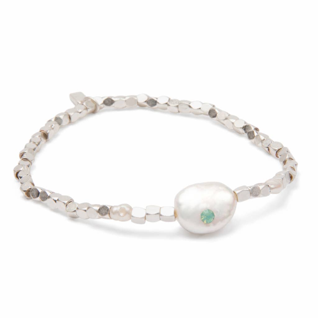 Pearl Affirmation Bracelet - Courage/Silver - Twirls + Twigs