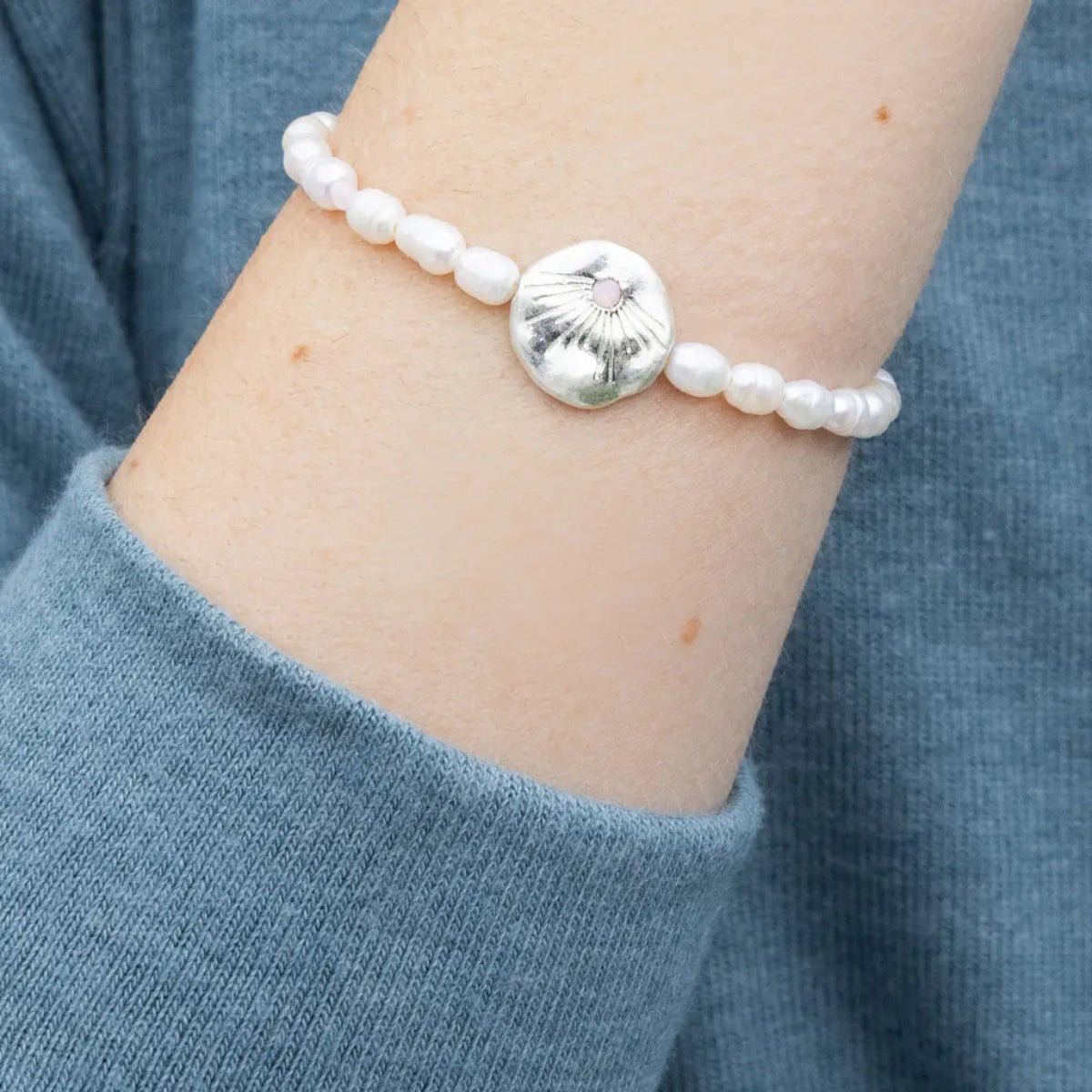Pearl Affirmation Bracelet - Love/Silver - Twirls + Twigs