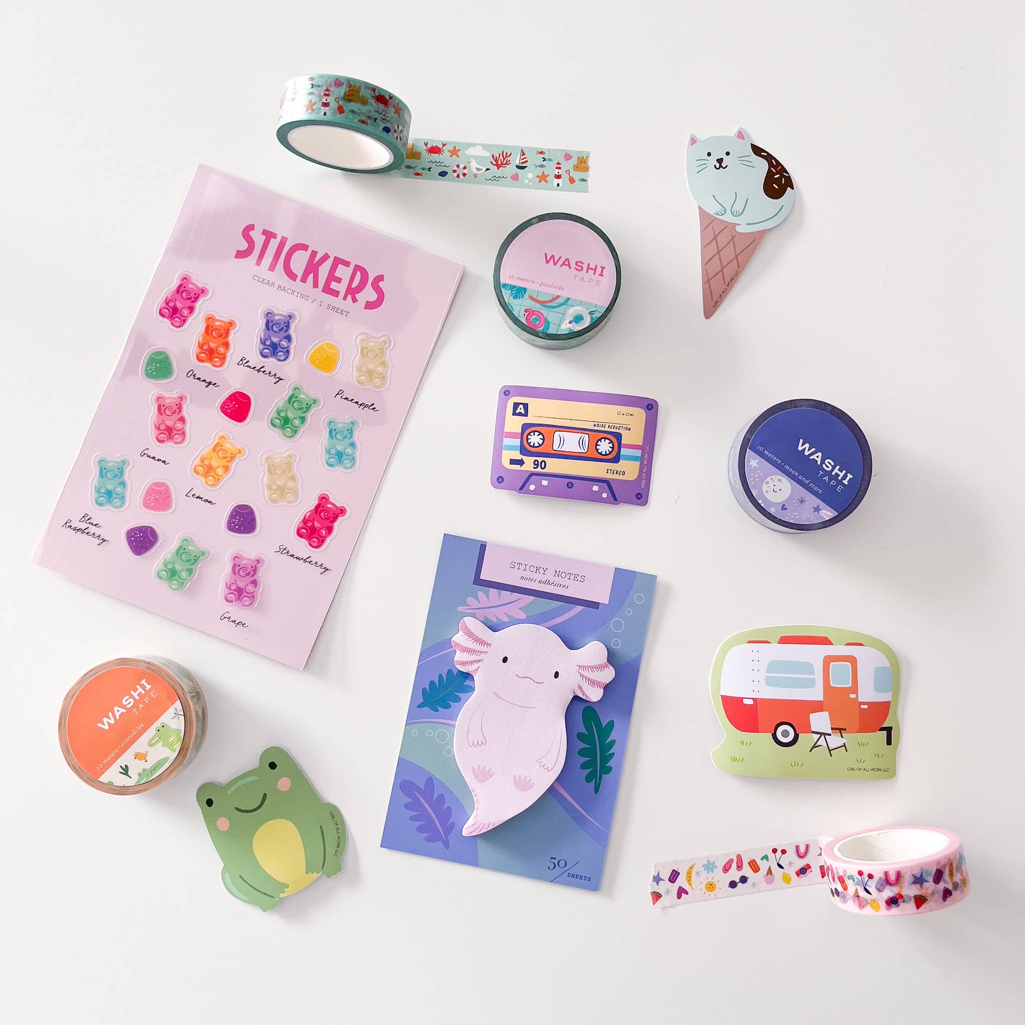 Axolotl Die Cut Sticky Notes - Twirls + Twigs