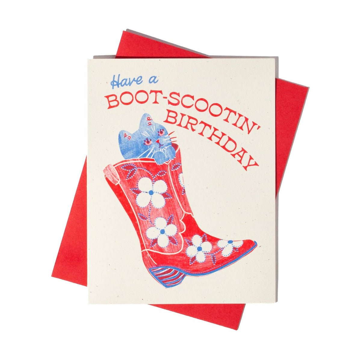 Boot-Scootin' Birthday - Risograph Card - Twirls + Twigs