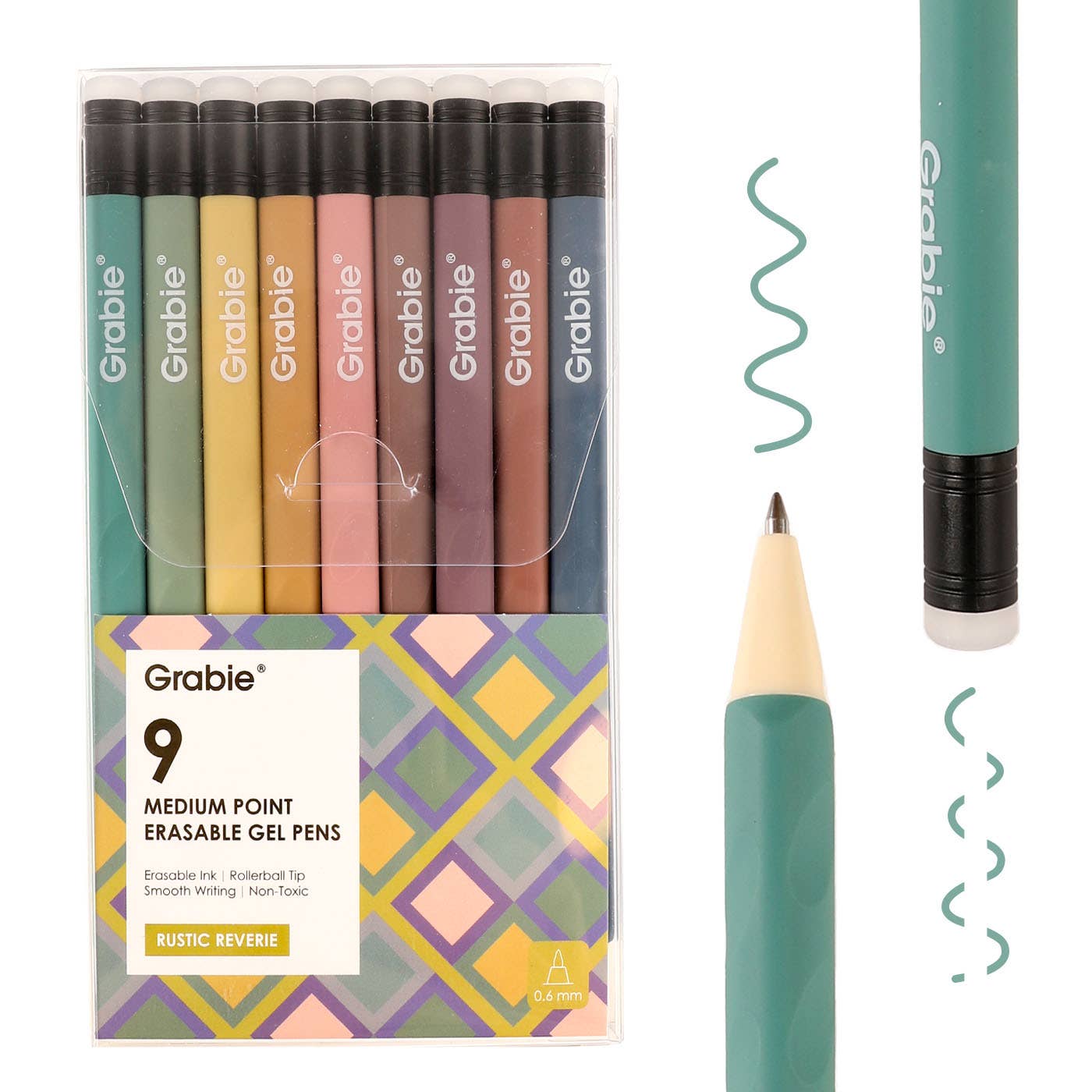 Medium Point Erasable Gel Pen Set: Whimsical Whirls of 9 - Twirls + Twigs