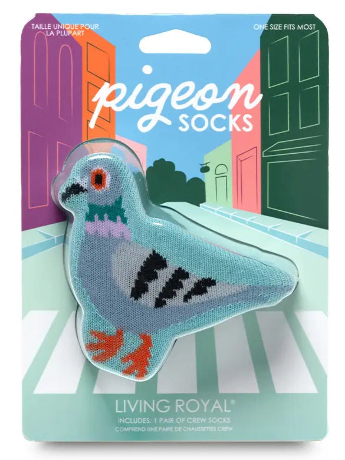 3D Packaged Crew Socks - City Pigeon - Sky Blue - Twirls + Twigs