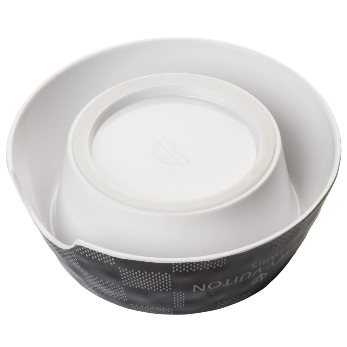 Black Checker Chewy Vuiton Dog or Cat Bowl - Twirls + Twigs
