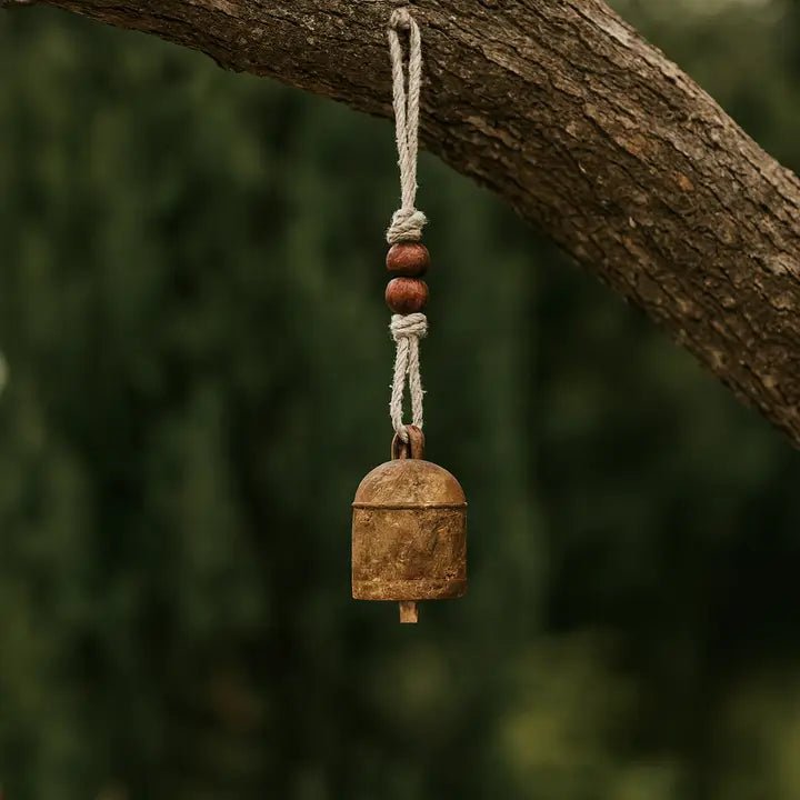 6" Rustic Noah Cow Bell Wind Chime - Hand Tuned - Twirls + Twigs
