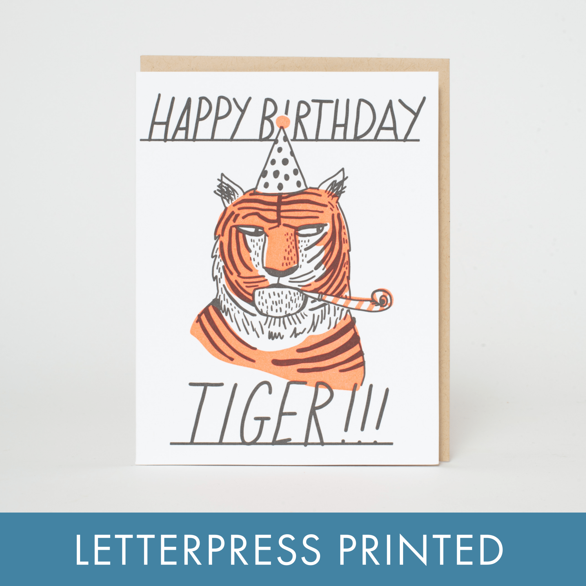 Birthday Tiger Letterpress Greeting Card - Twirls + Twigs
