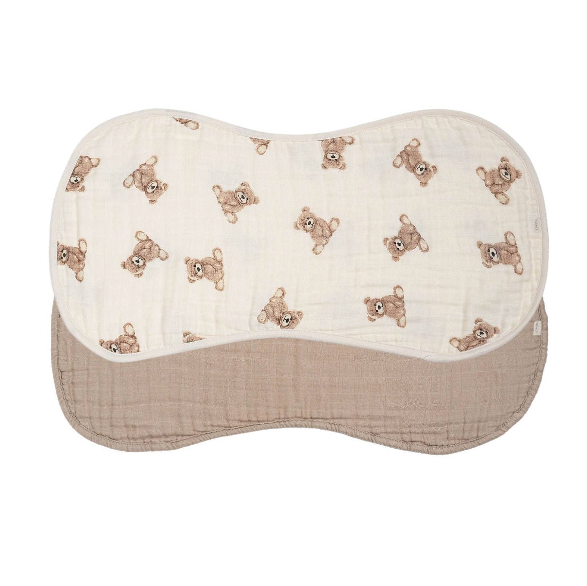 Bamboo Muslin Burp Cloth Set 2 - Pack (Teddy/Taupe) - Twirls + Twigs