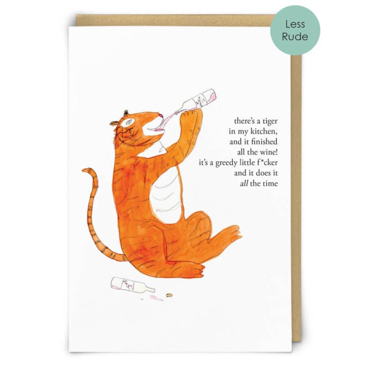 Greedy Tiger Humor Greeting Card - Twirls + Twigs