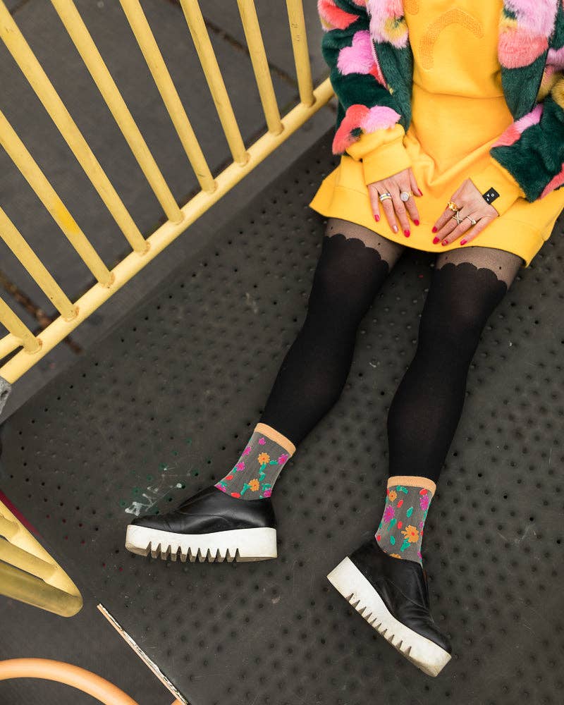 Ditsy Floral Sheer Ankle Sock - Twirls + Twigs