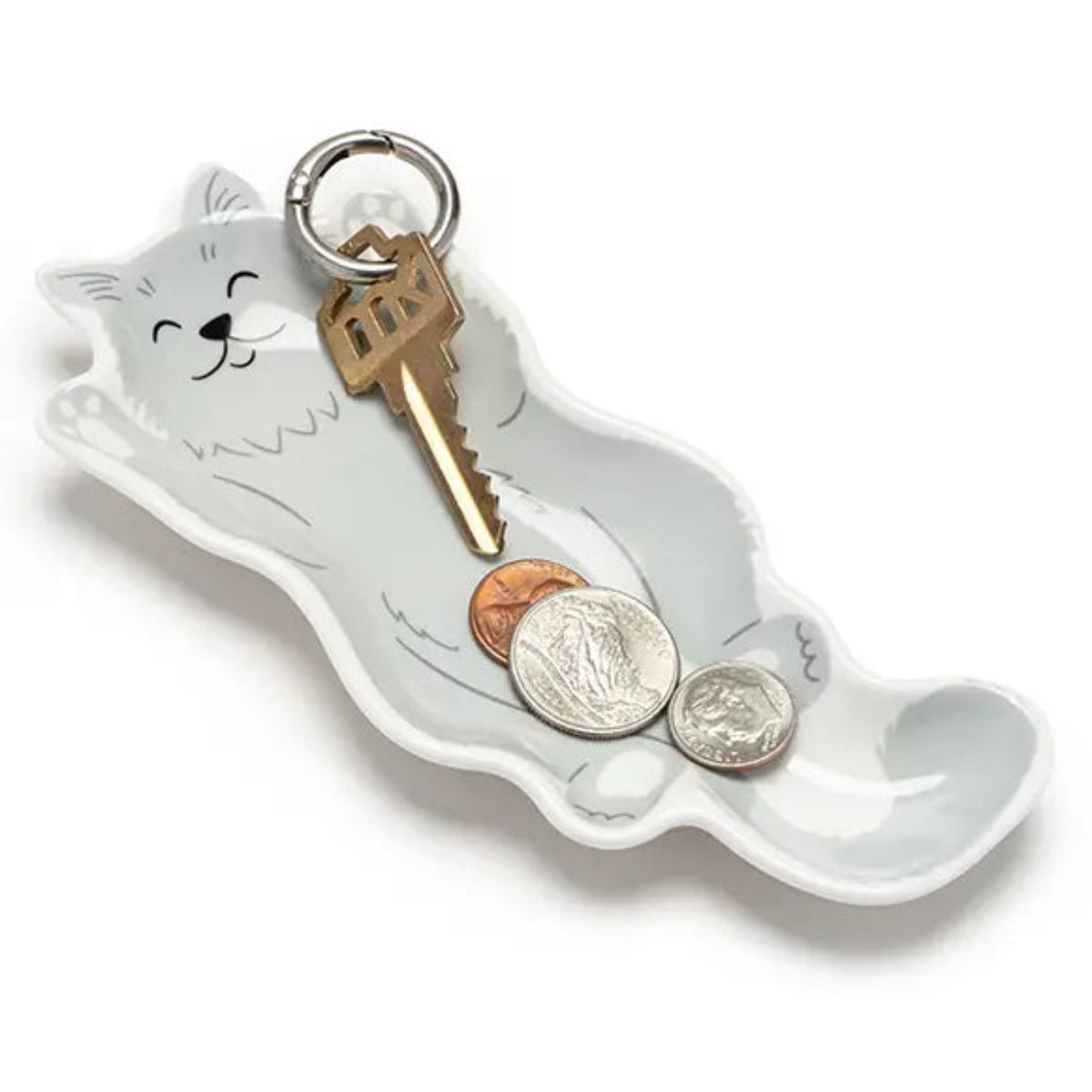 Ceramic Trinket & Jewelry Tray / Dish - Sleeping Kitty Cat - Twirls + Twigs
