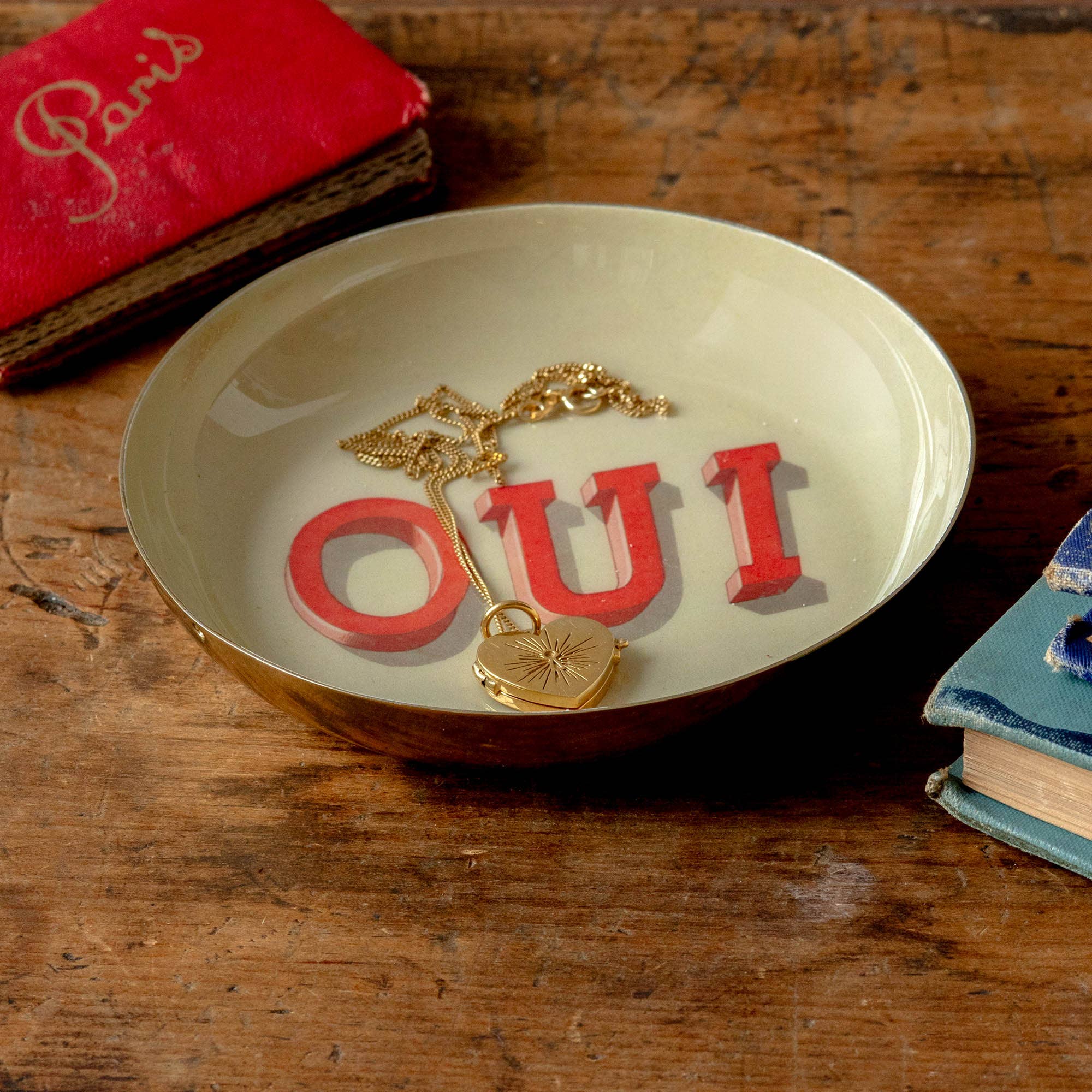 Round Enamel Tray - Oui - Twirls + Twigs