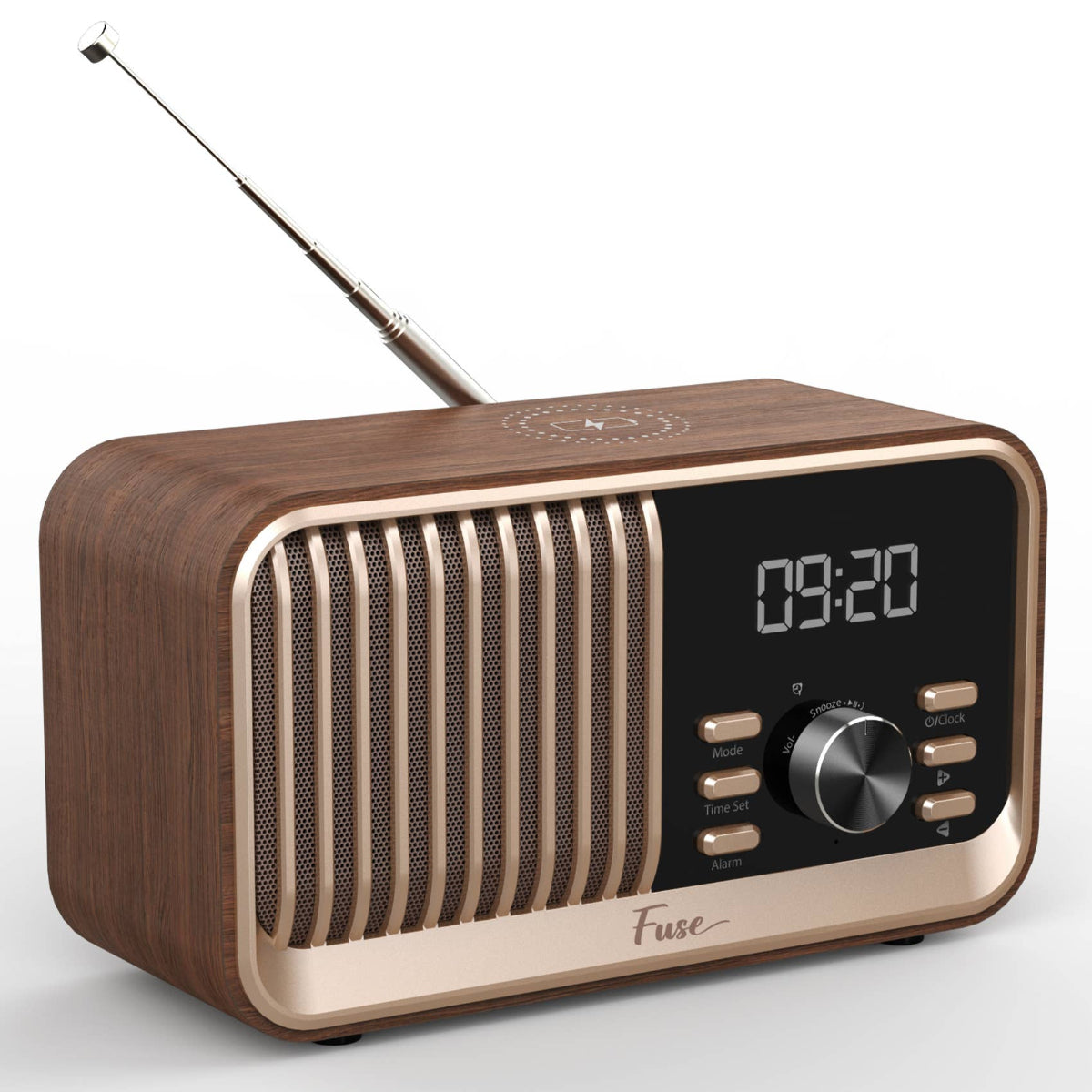 Hark Bluetooth Radio Speaker w/ Wireless 10w charger: Brown - Twirls + Twigs