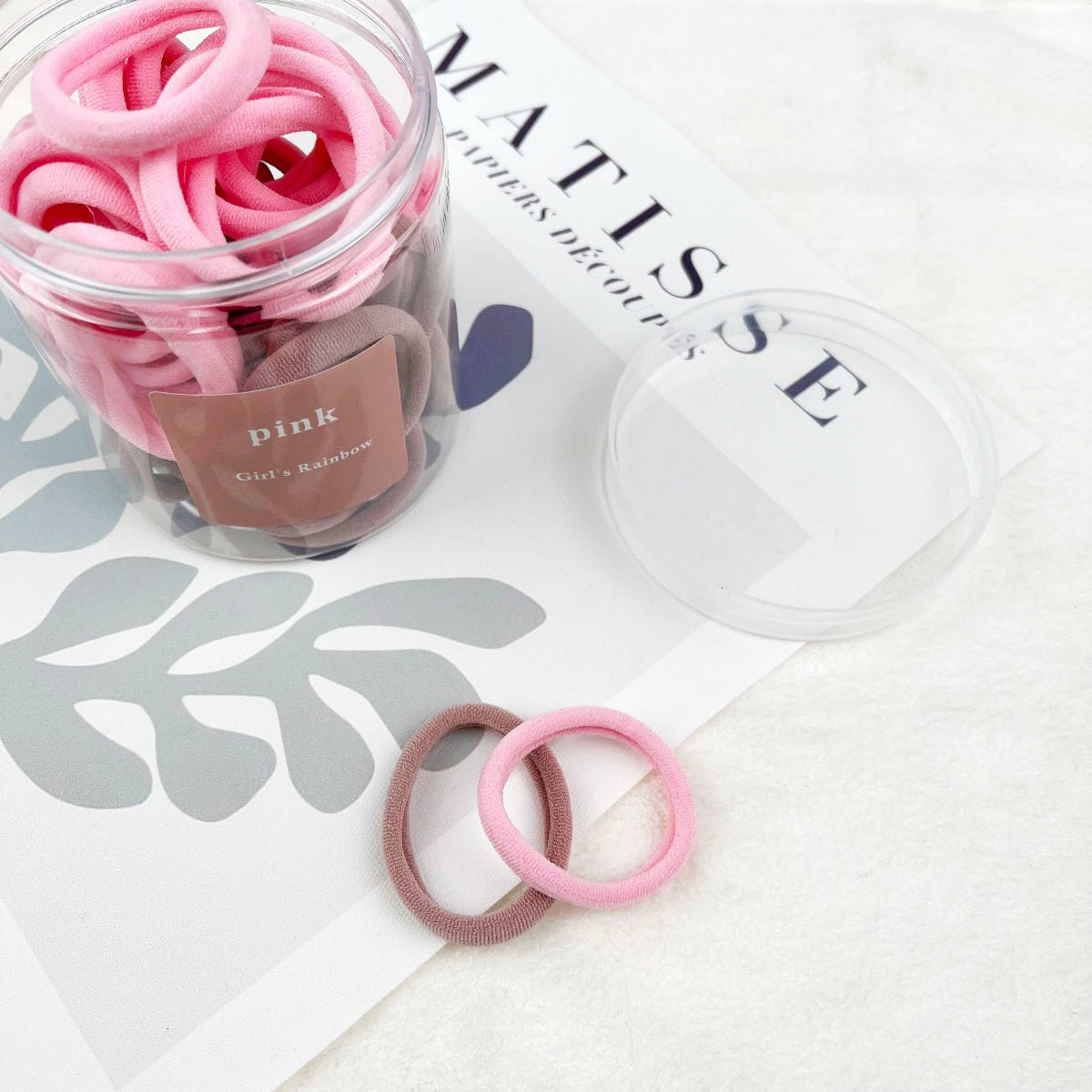50pcs Candy - Colored Towel Ring Set High Elastic Hair Ties: Pink - Twirls + Twigs