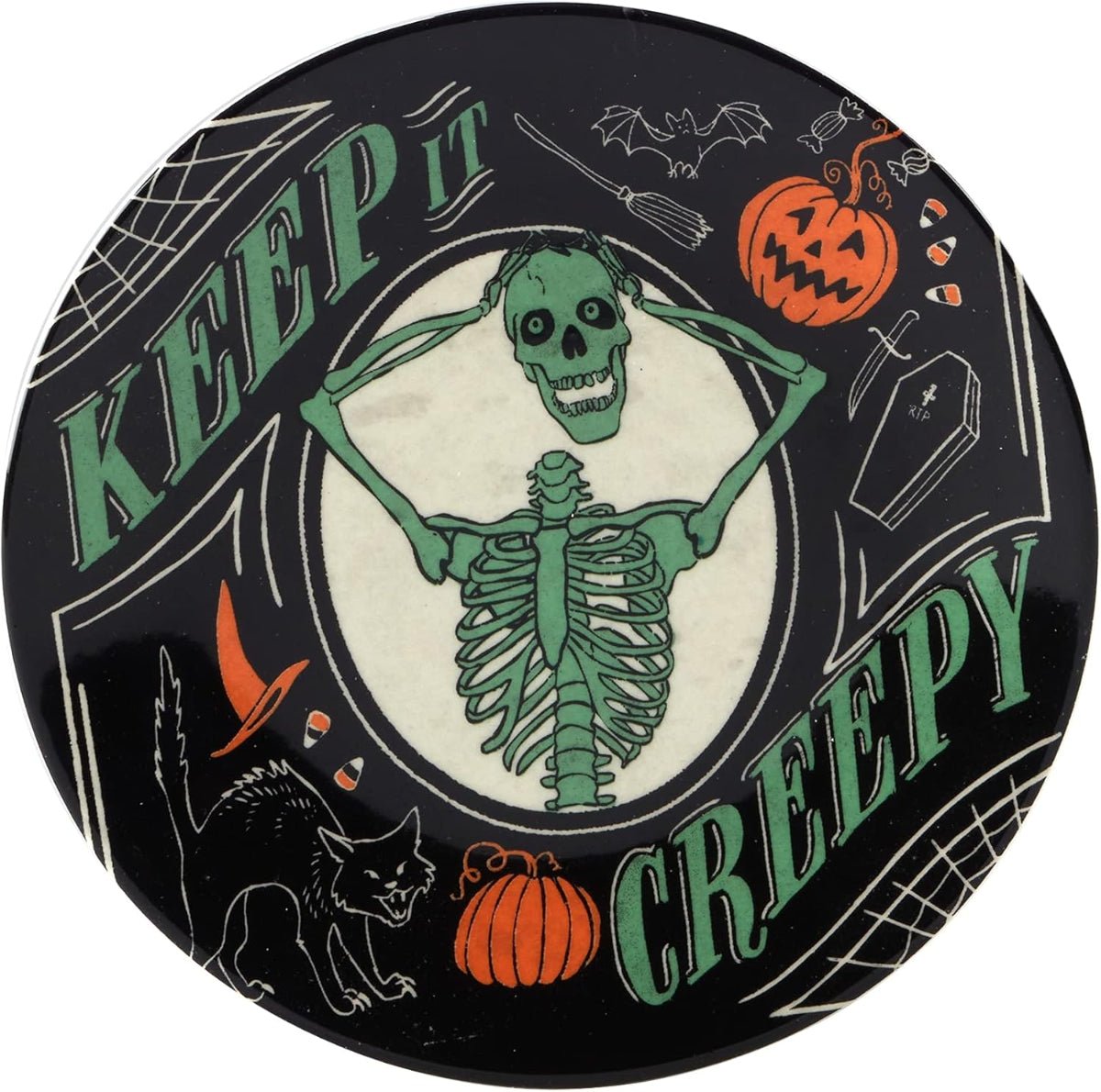 Scaredy Cat Halloween Canape Plate Round 6" Assorted - Twirls + Twigs