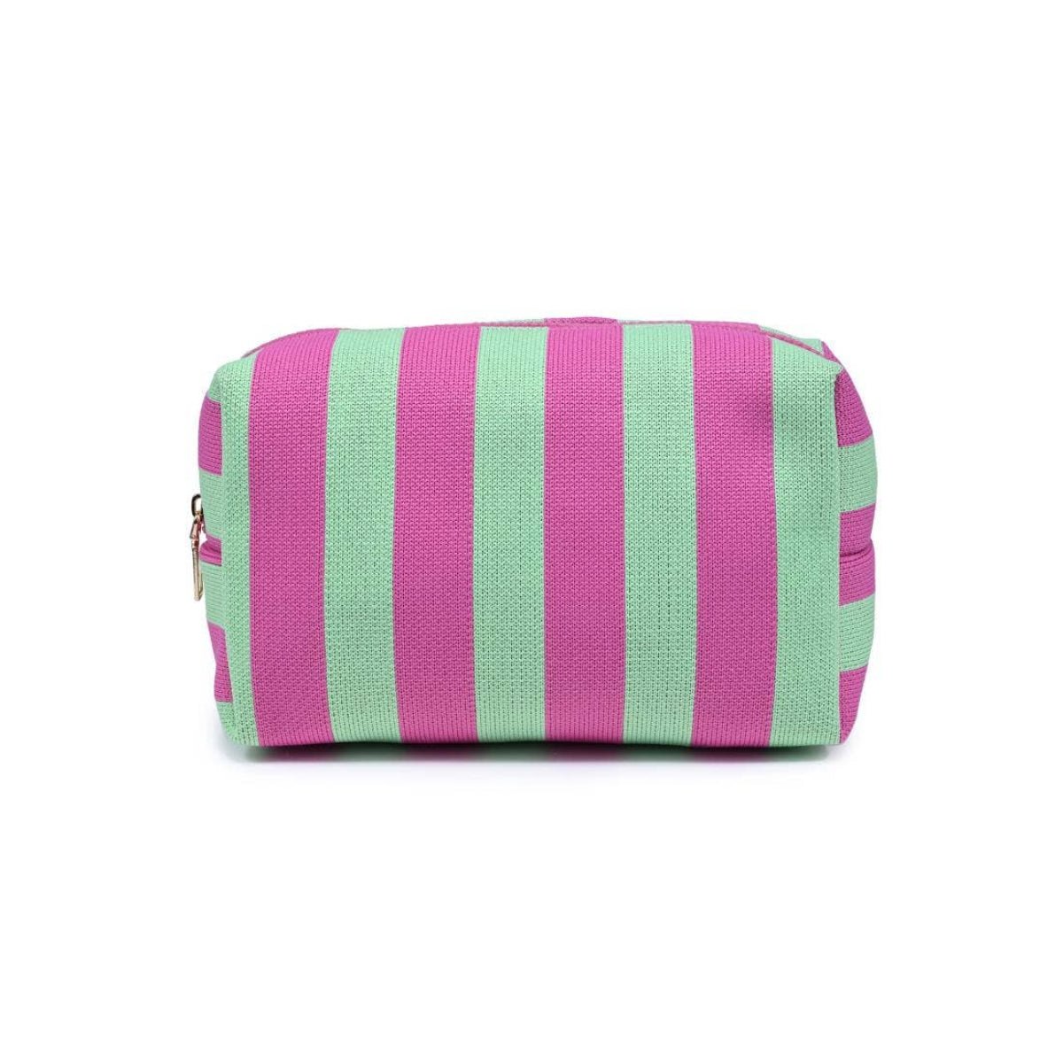 Essential Stripe Cosmetic & Travel Organizer Pouch: Mint Pink - Twirls + Twigs