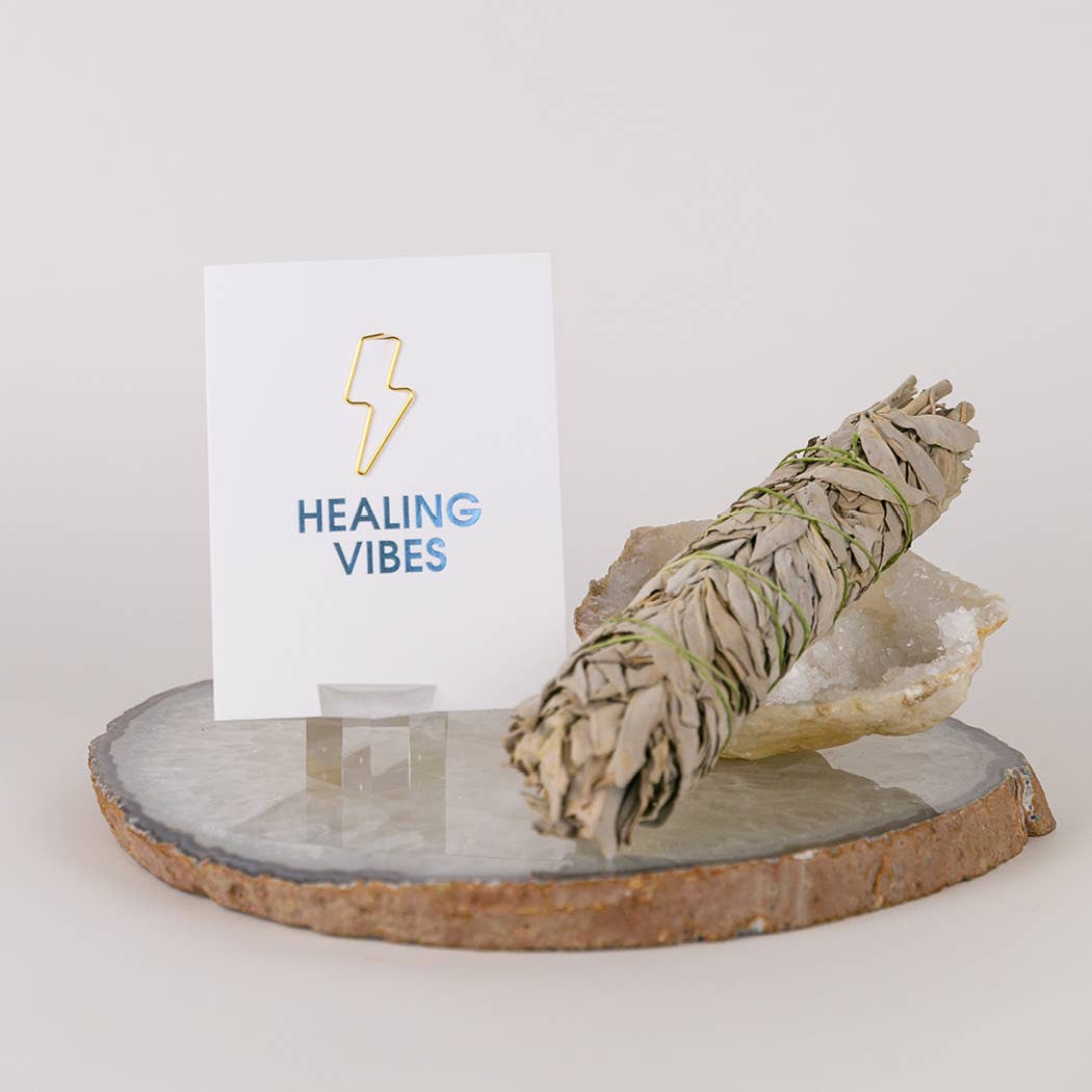Healing Vibes Paper Clip Letterpress Greeting Card - Twirls + Twigs