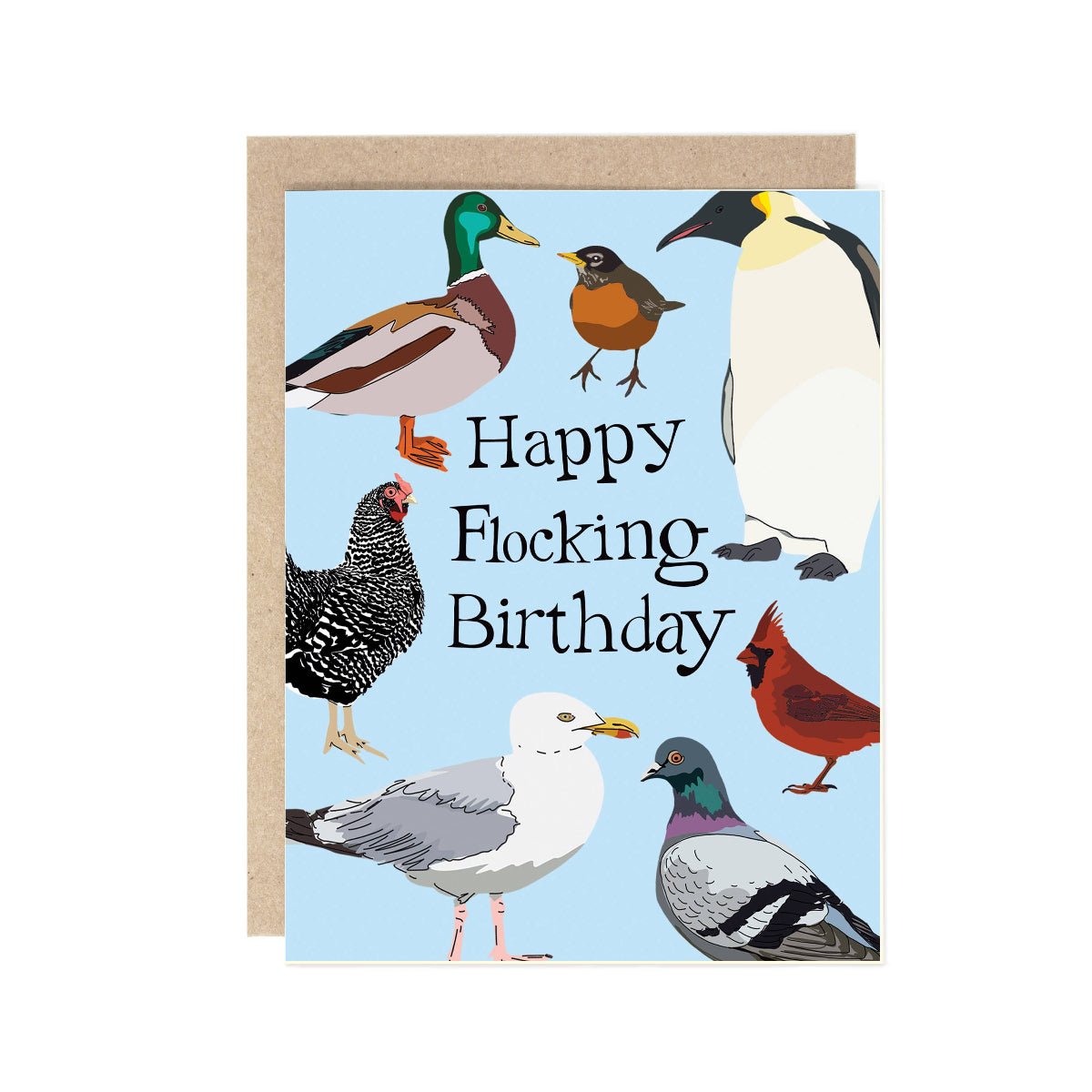 "Happy flocking birthday" Bird Pun Birthday Card - Twirls + Twigs