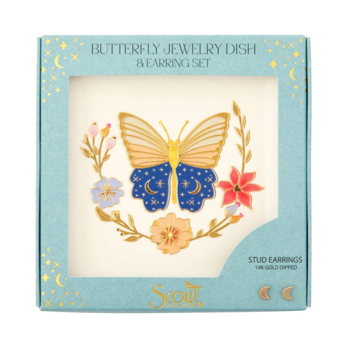 Jewelry Dish & Stud Earring Set - Butterfly/Cream - Twirls + Twigs