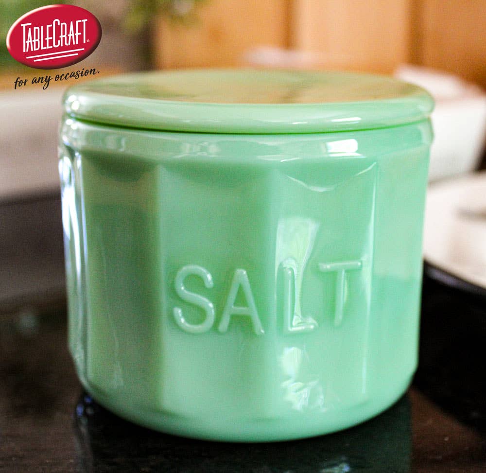 Jadeite Glass Collection Salt Cellar With Lid - Twirls + Twigs