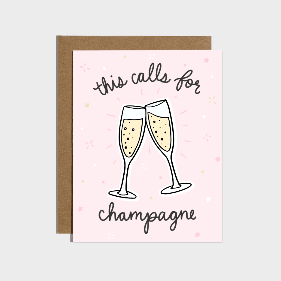 This Calls for Champagne Congrats Sticker Card - Twirls + Twigs