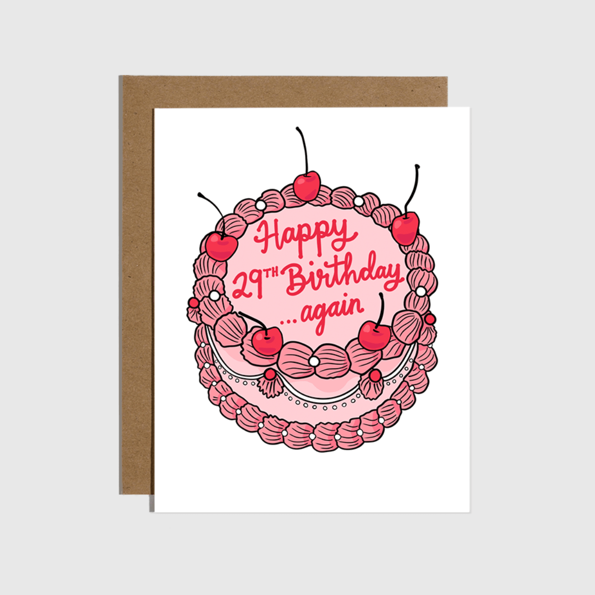 Happy 29th Birthday Again Card - Twirls + Twigs