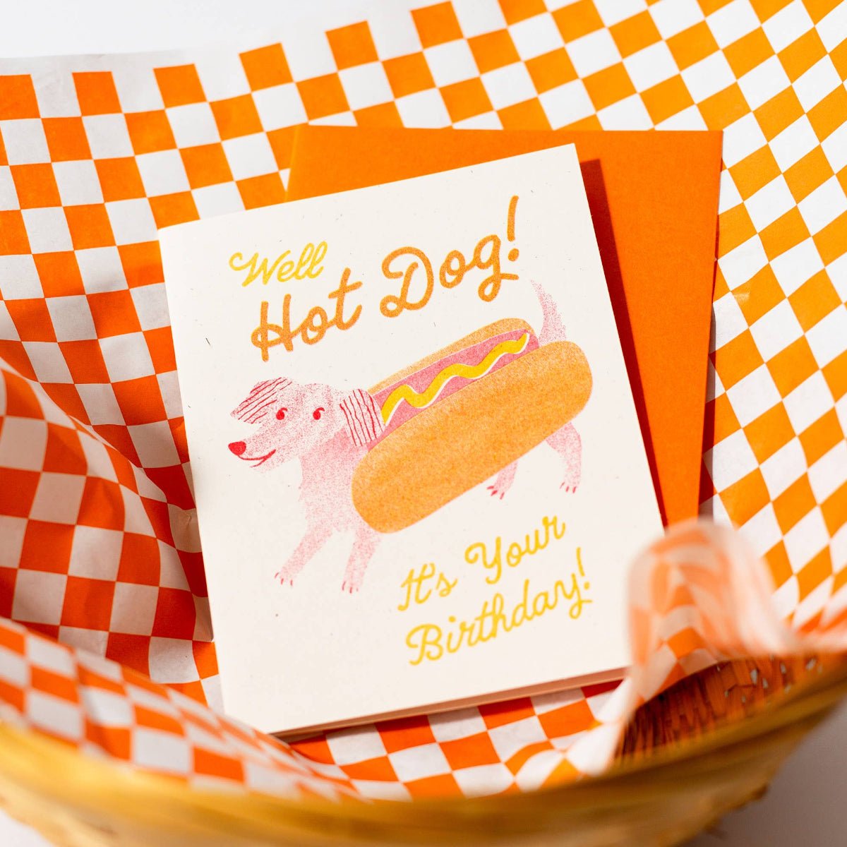 Hot Dog - Risograph Birthday Card - Twirls + Twigs