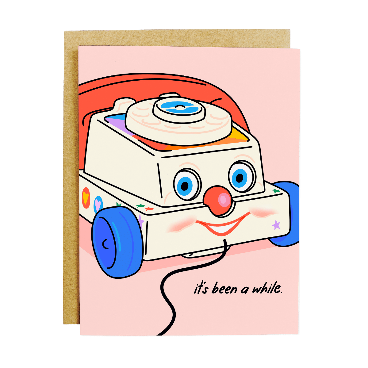 It's Been Awhile Retro Phone Toy Greeting Card - Twirls + Twigs