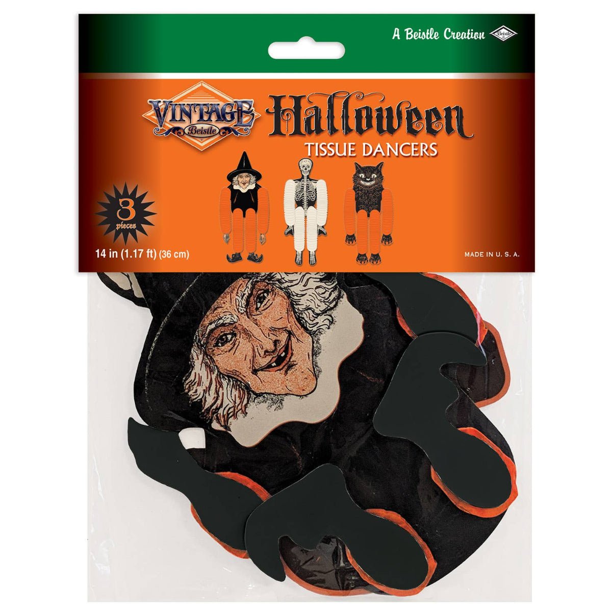 Vintage Halloween Tissue Dancers 14"- set of 3 - Twirls + Twigs