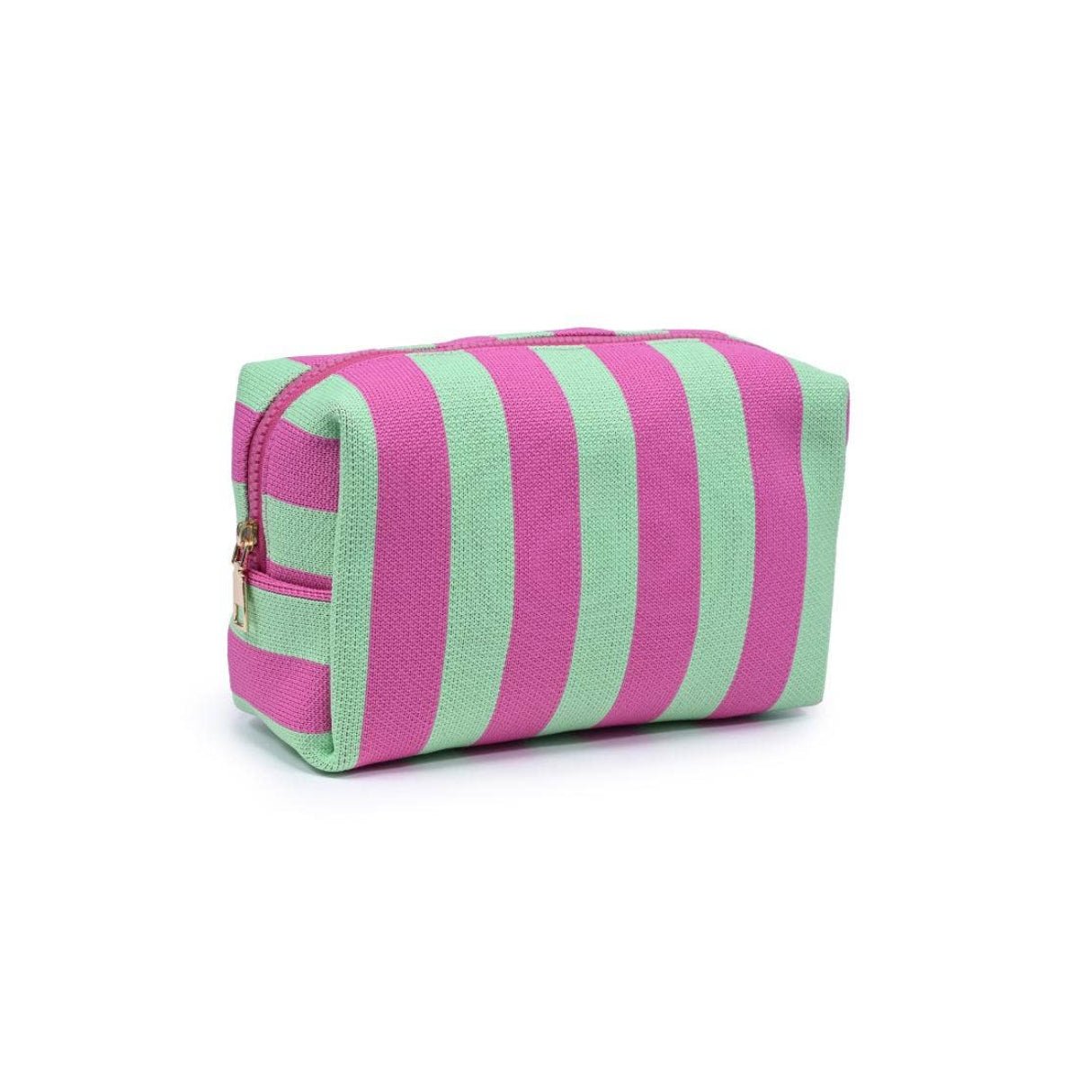 Essential Stripe Cosmetic & Travel Organizer Pouch: Mint Pink - Twirls + Twigs