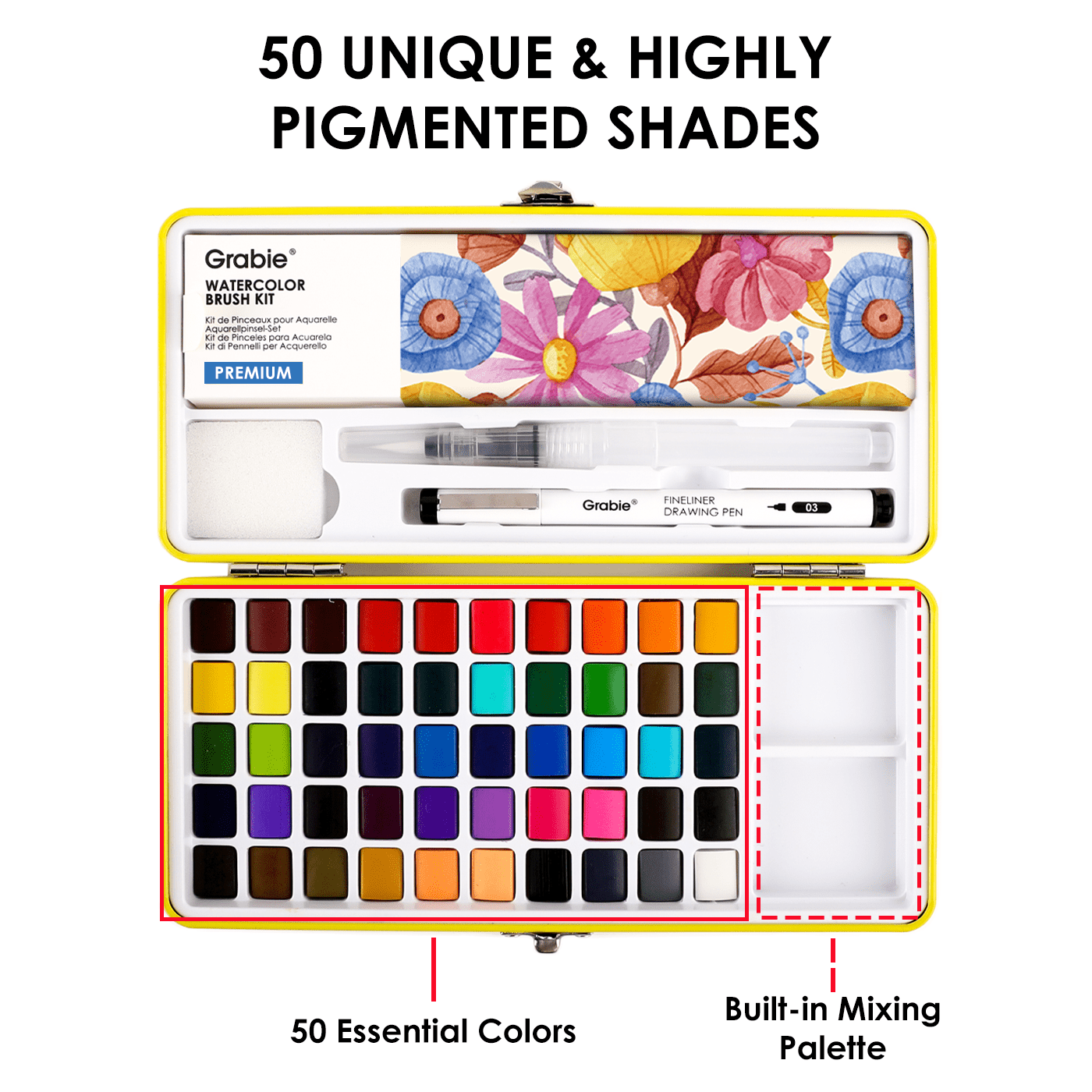 Watercolor-In-One Premium Watercolor Set of 50 Grabie - Twirls + Twigs