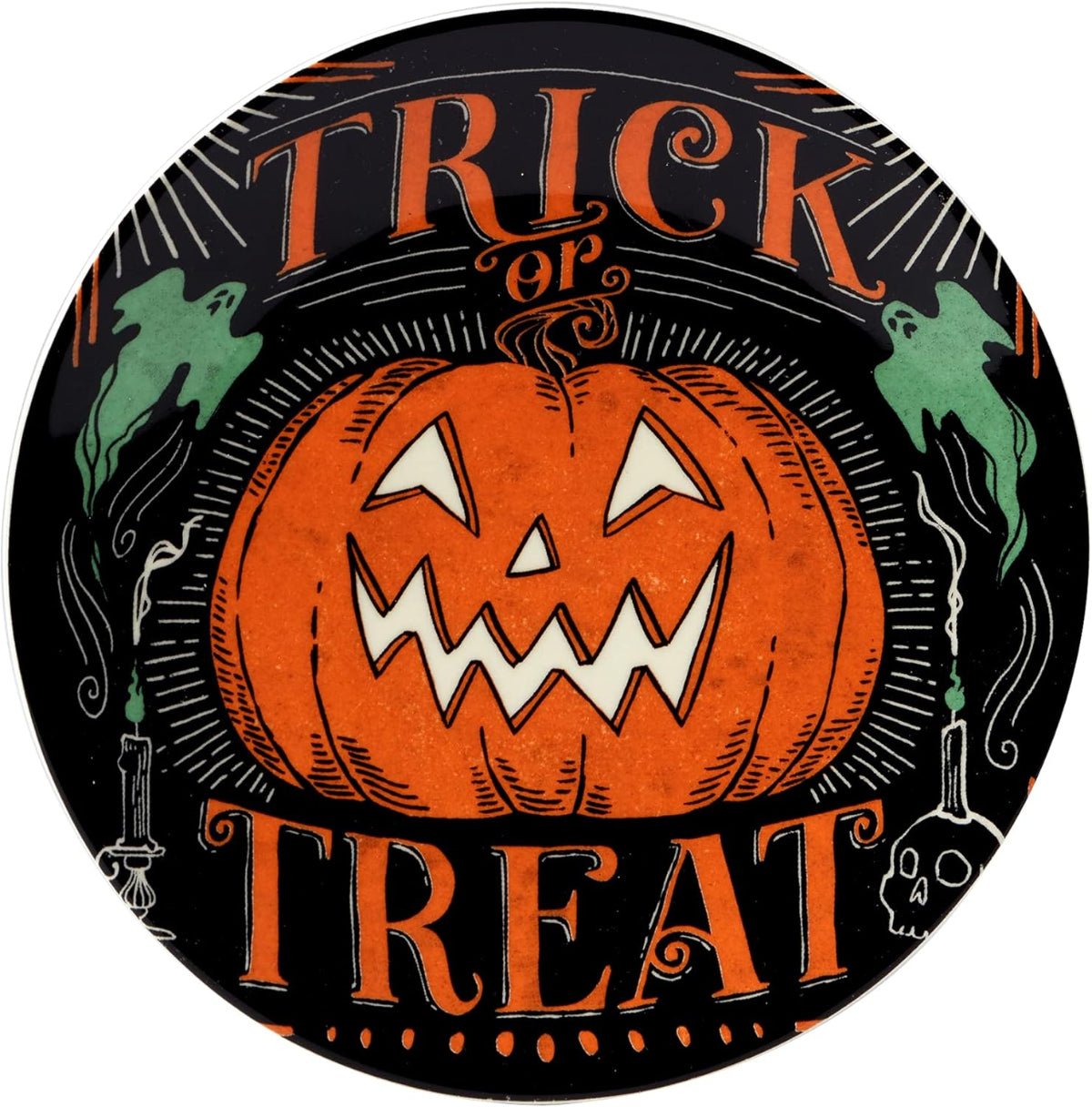 Scaredy Cat Halloween Canape Plate Round 6" Assorted - Twirls + Twigs
