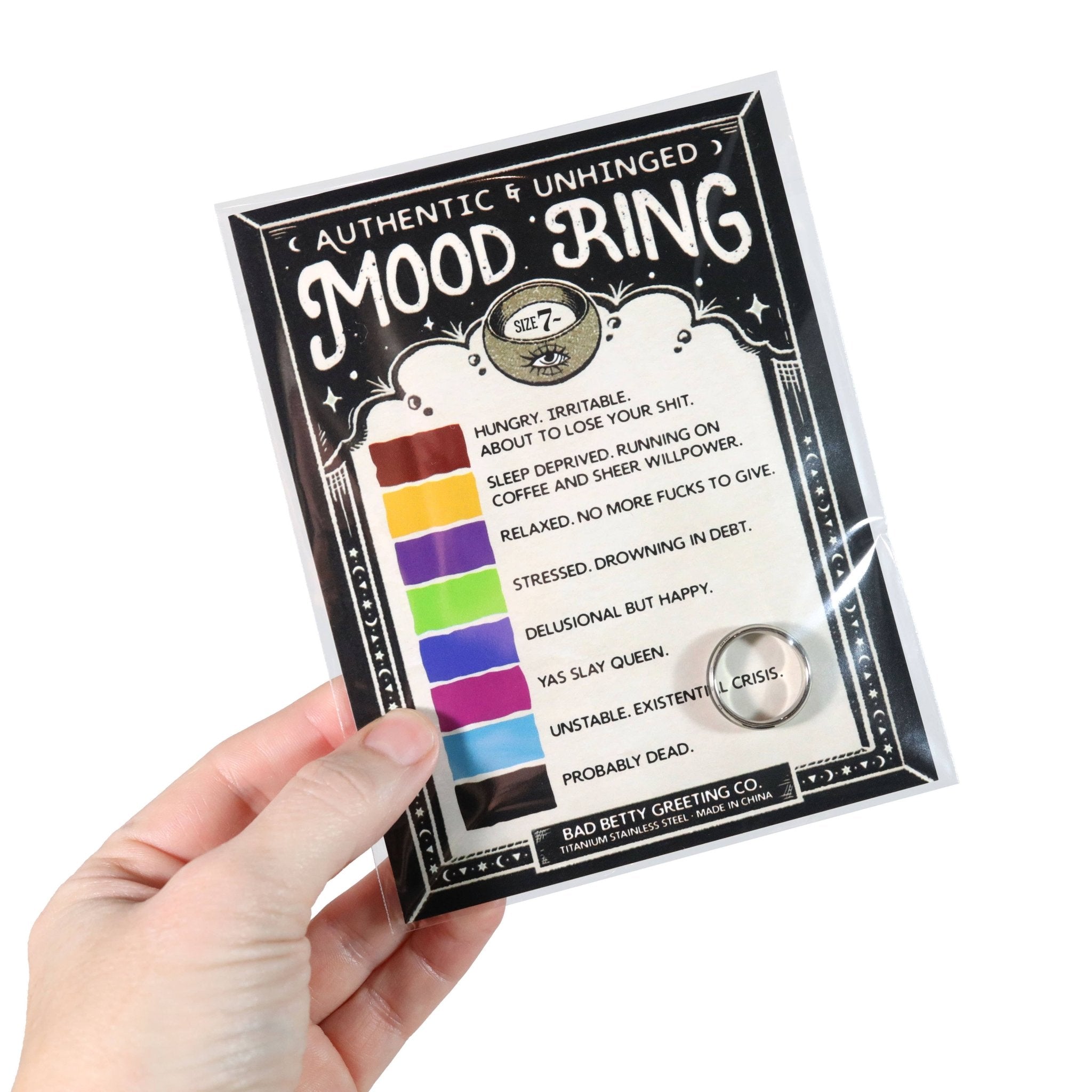 Authentic & Unhinged Color Changing Mood Ring - Funny Gift - Twirls + Twigs