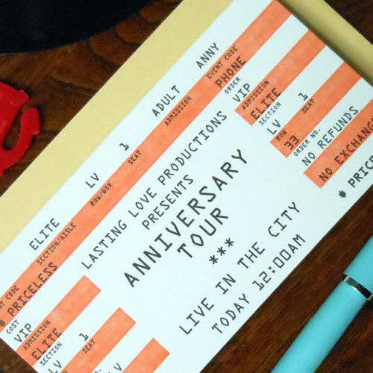 Anniversary Rock Ticket Card - Twirls + Twigs
