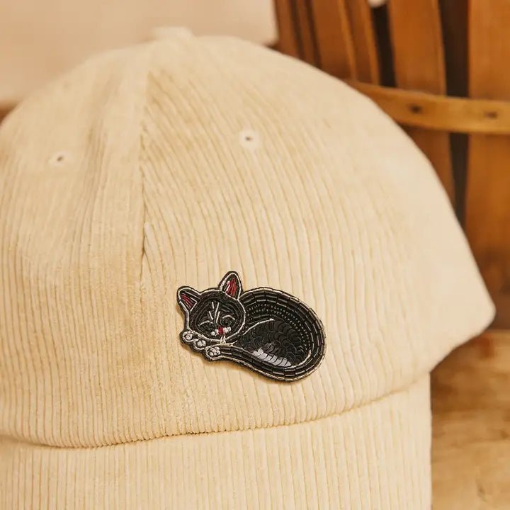 Bala Mani Beaded Sleeping Cat Brooch Pin - Handmade - Twirls + Twigs