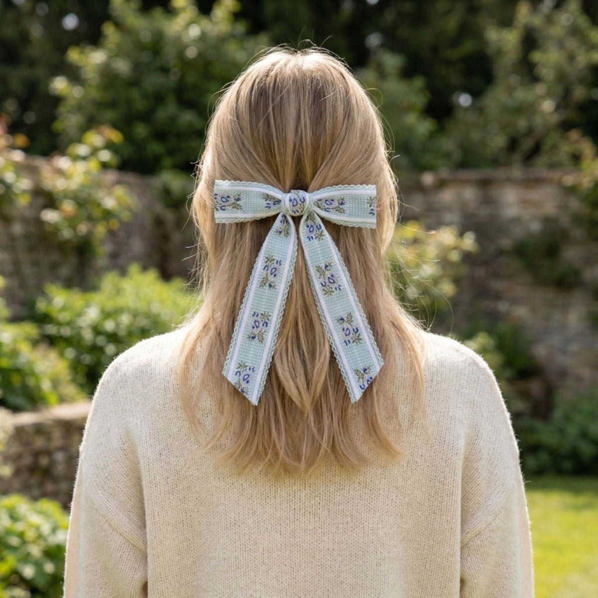 Heirloom Rosette Hair Bow-Blue - Twirls + Twigs